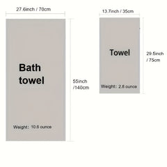 Soft Comfort Bath Towel Set High Coral Fleece Stripe Pattern