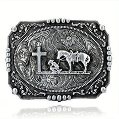 Vintage Western Cowboy Belt Buckle Cross Horse Novelty Belt Buckle