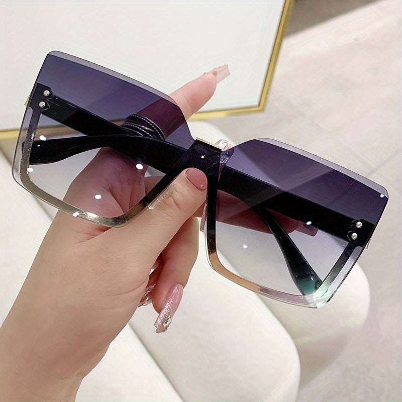 Square One piece Sunglasses For Women Men Oversized Gradient Rimless Glasses