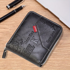Men's Leather Zipper Wallet Bifold Card Holder Wallet