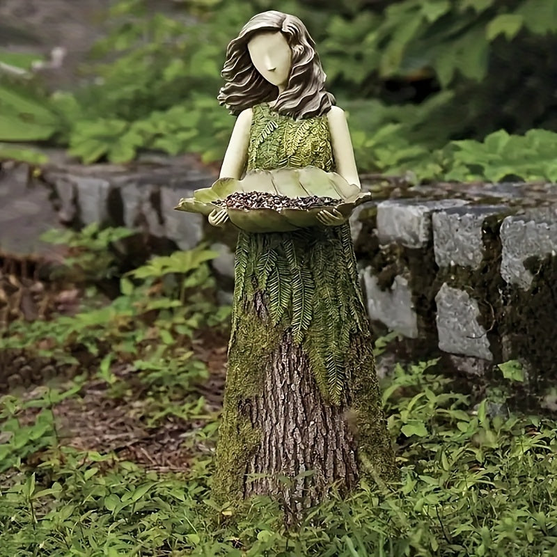 Outdoor Bird Feeder Statuary with Fairy Figurine - Bring Nature Home
