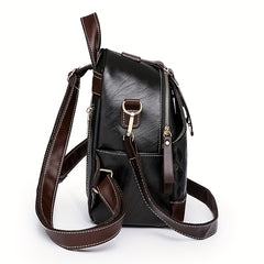 Small Rhombus Pattern Retro Backpack PU Leather Textured School Travel Bag