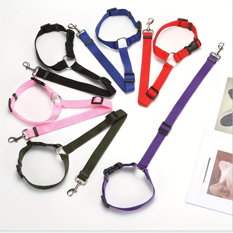 2-in-1 Pet Car Seat Belt Nylon Lead Leash Backseat Safety Belt Adjustable