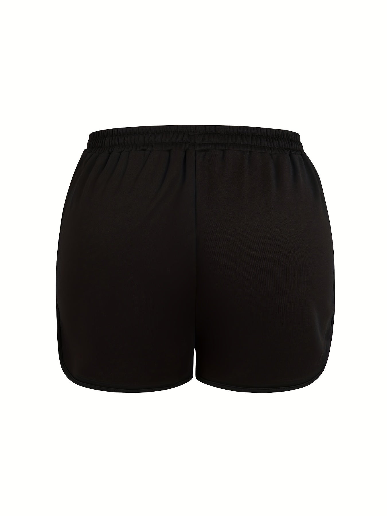  Basic Shorts Women's Plus Solid Elastic Waist Slight Stretch