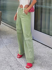  Y2K High Rise Cargo Pants with Flap Pockets