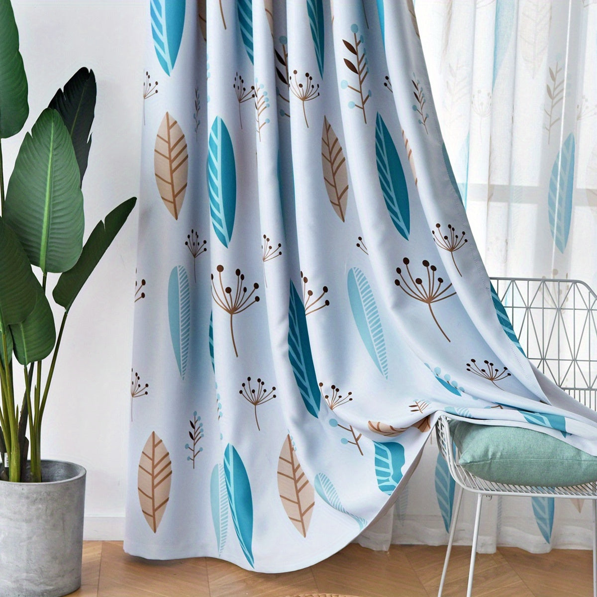 Nordic Minimalist Leaf Blackout Curtain for Home Decor