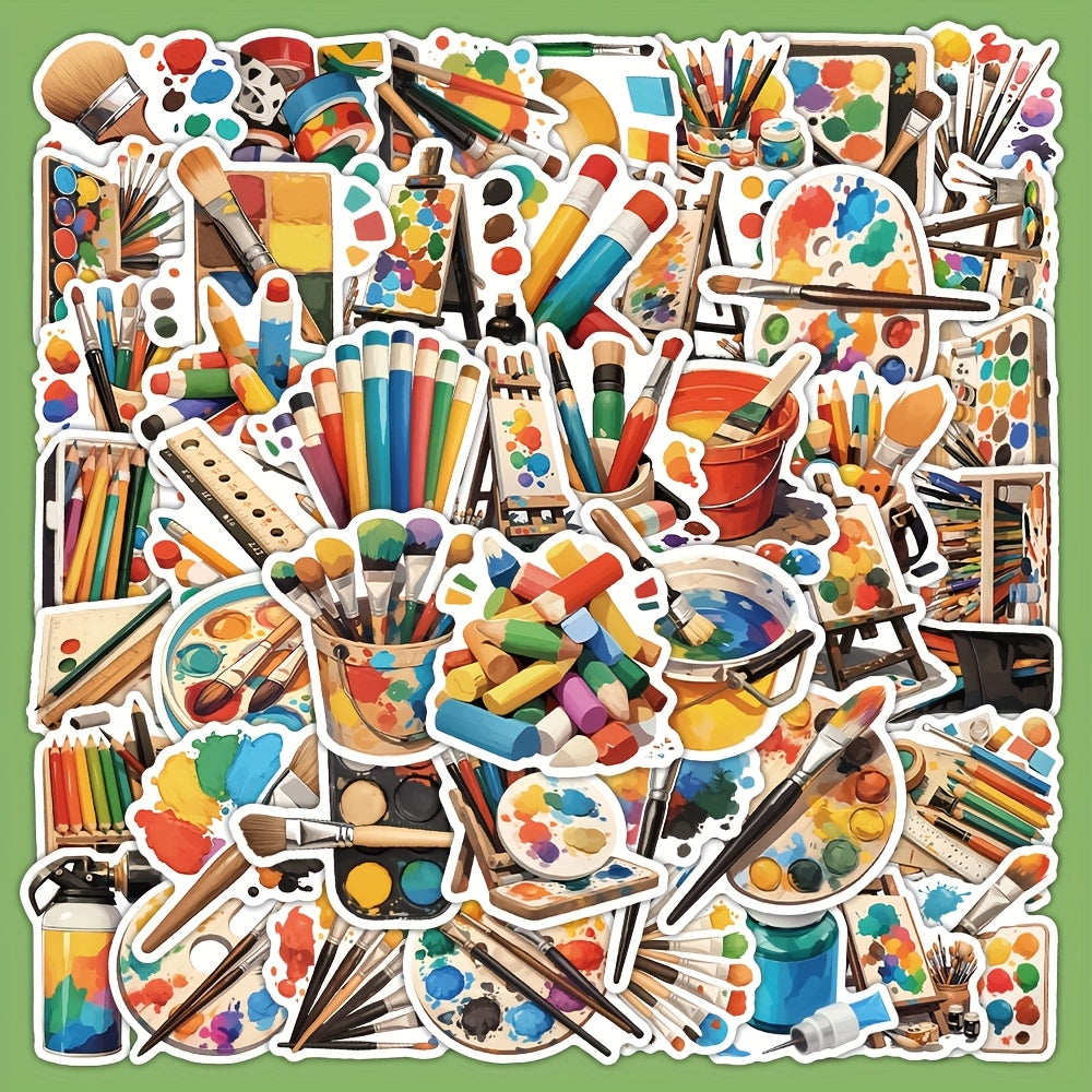 55pcs School Supplies Art Stickers Waterproof Vinyl Decals