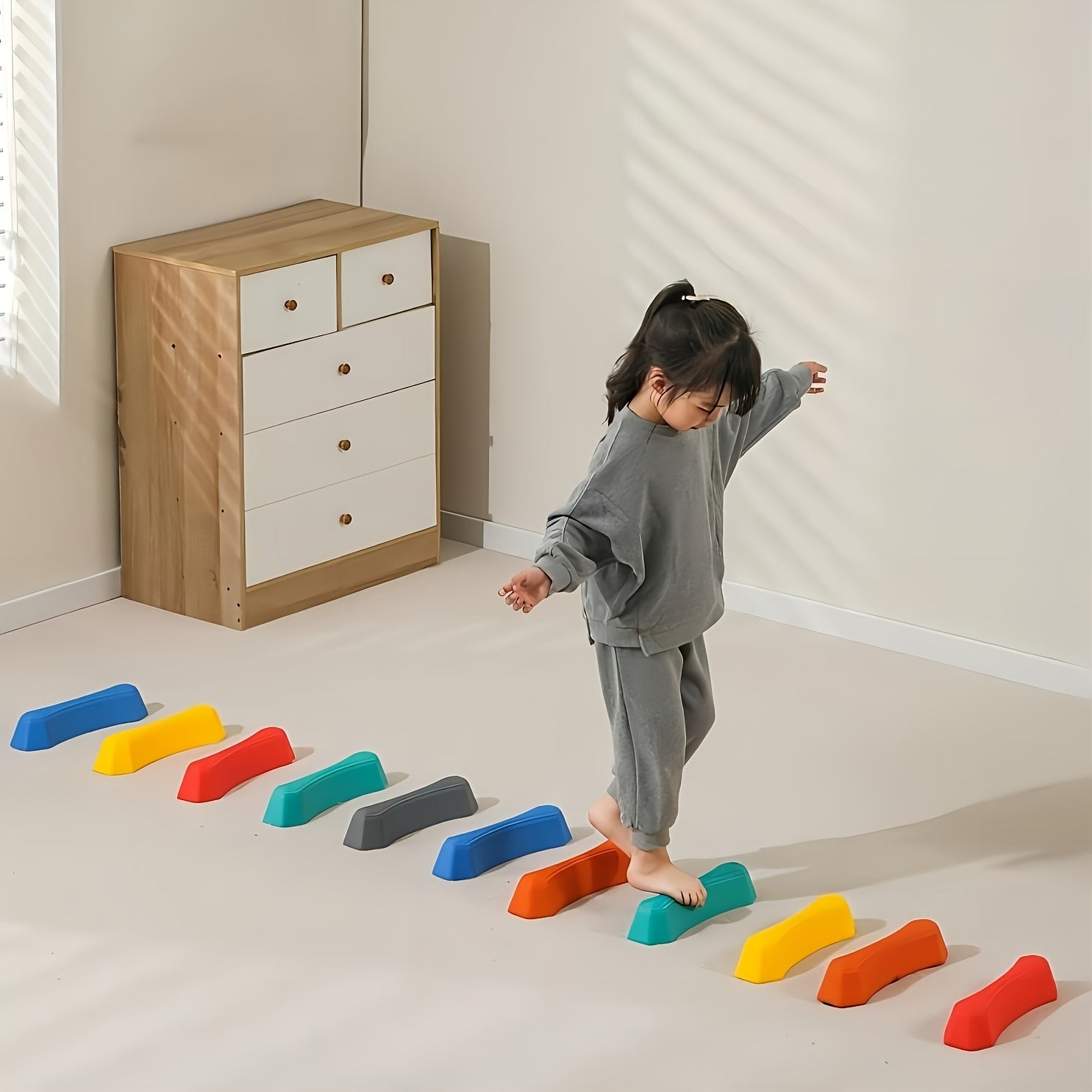 8pcs Stepping Stone & Balance Block Set for Youngsters' Fitness & Sensory Play