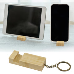 Bamboo Keychain Mobile Phone Holder Backpack Pendant