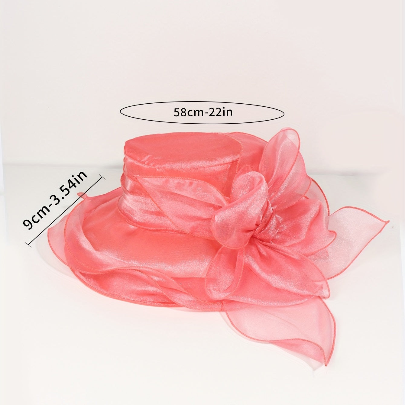 Watermelon Red Organza Sun Hat Mesh Breathable Derby Hat