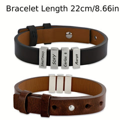 Custom Family Name Stainless Steel Bracelet - Adjustable Gift For Men