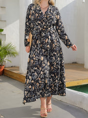  Allover Print Long Sleeve Maxi Dress