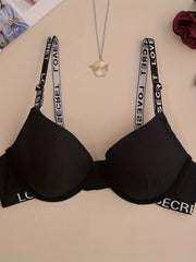 2pcs Letter Straps Push Up Bras Women's Lingerie