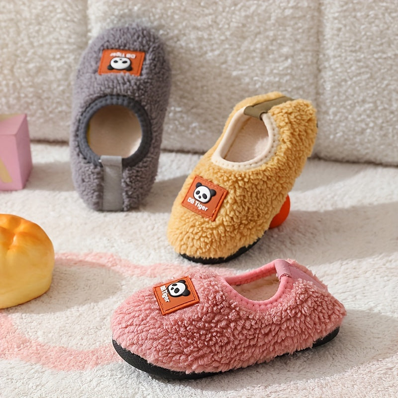 Girls Cartoon Furry Slip On House Shoes