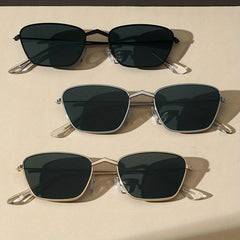 Square Metal Sunglasses UV400 Anti Glare for Men Women