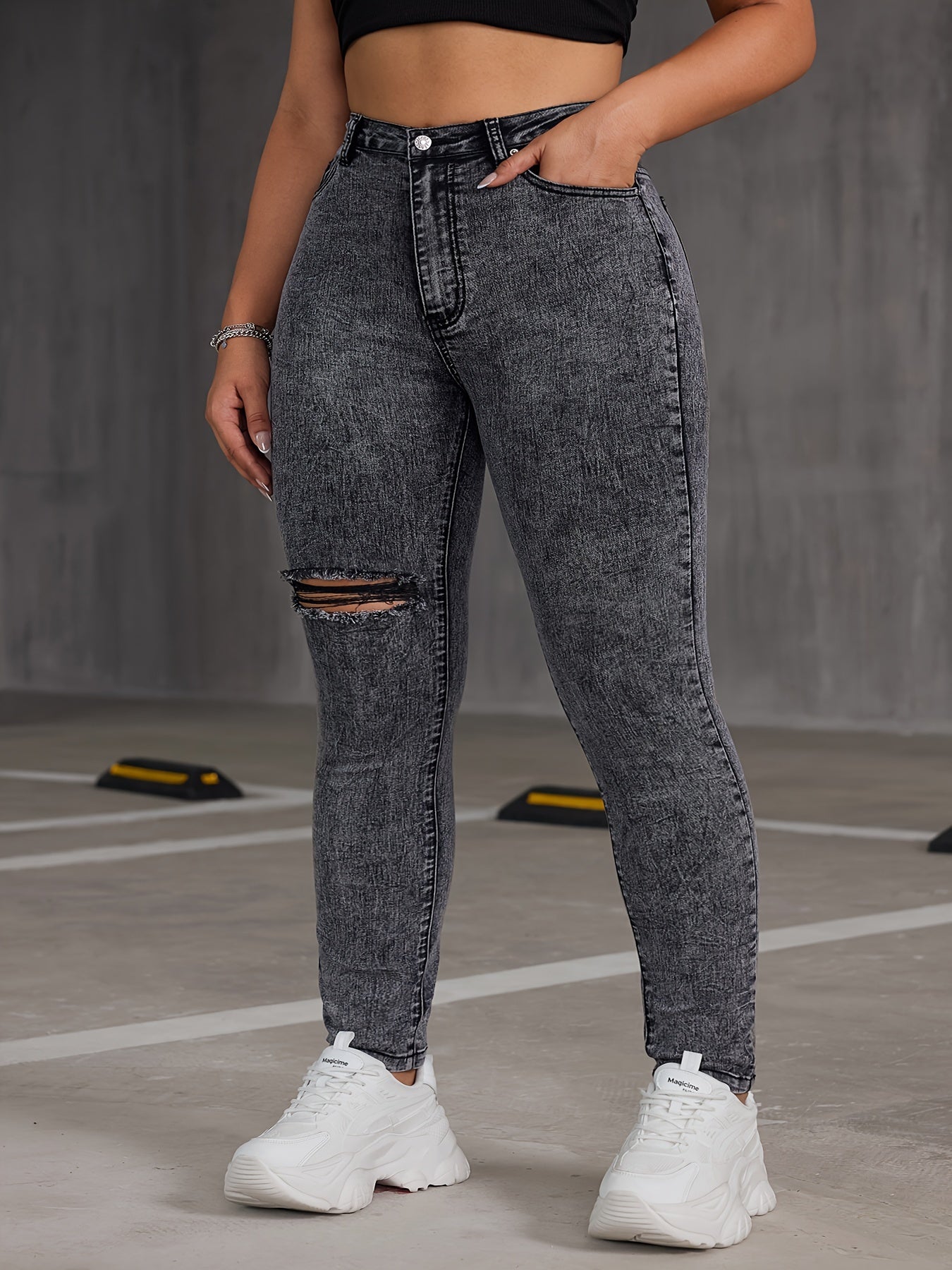  Button Up Skinny Jeans Women's Casual Stretch Jeans