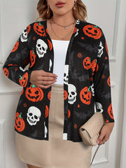 Women's Plus Graphic Print Long Sleeve Cardigan