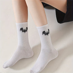 10 Pairs Bat Print Socks Women's Mid Tube Stockings & Hosiery