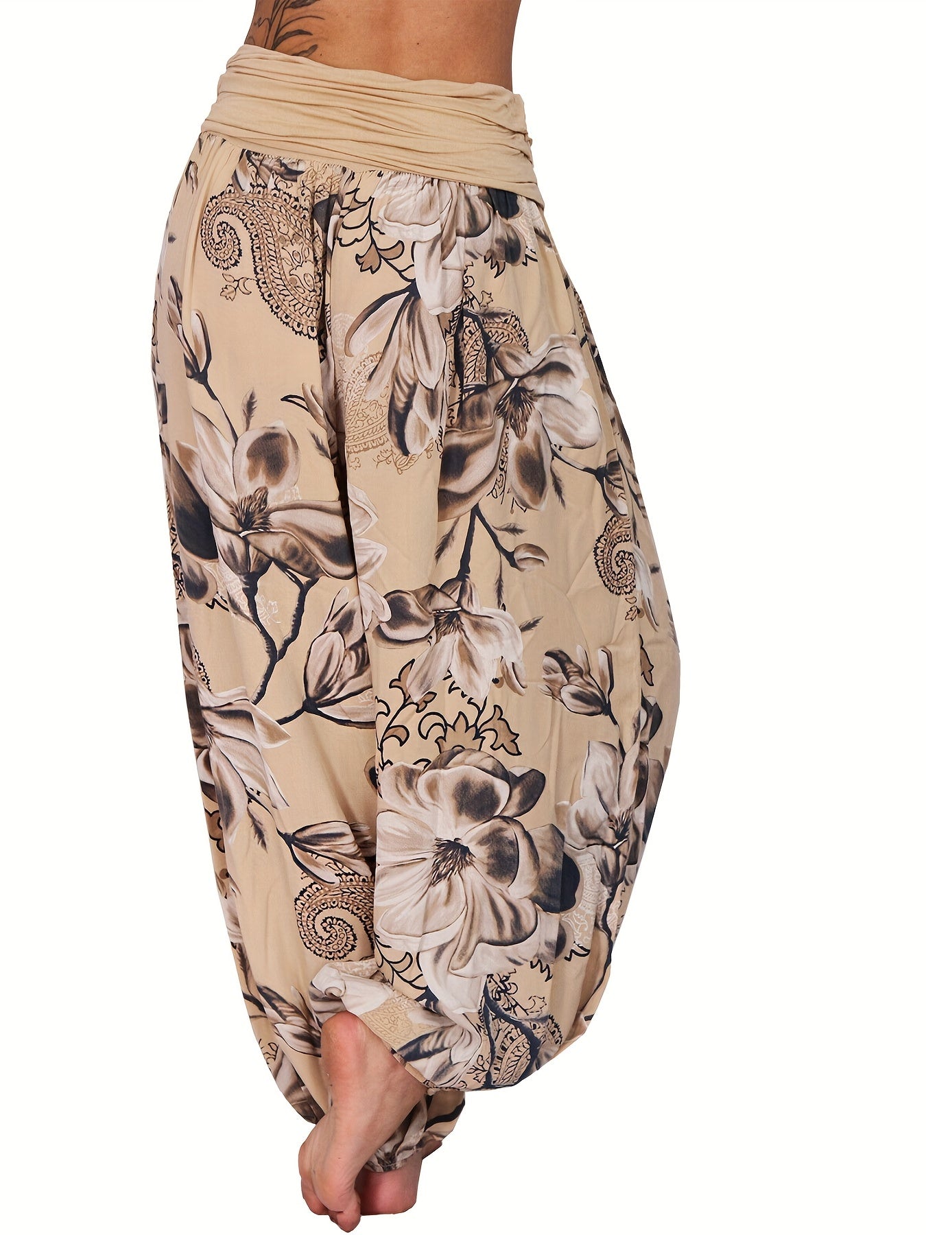  Boho Pants Women's Plus Ruched Loose Fit Baggy Pants