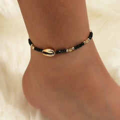 Plated Beaded Crystal Shell Women's Ankle Anklet Jewelry