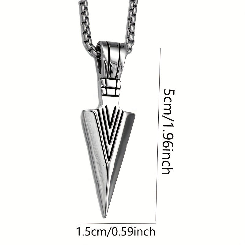 Men's Spearhead Pendant Necklace Street Hip hop Stainless Steel Sweater Chain