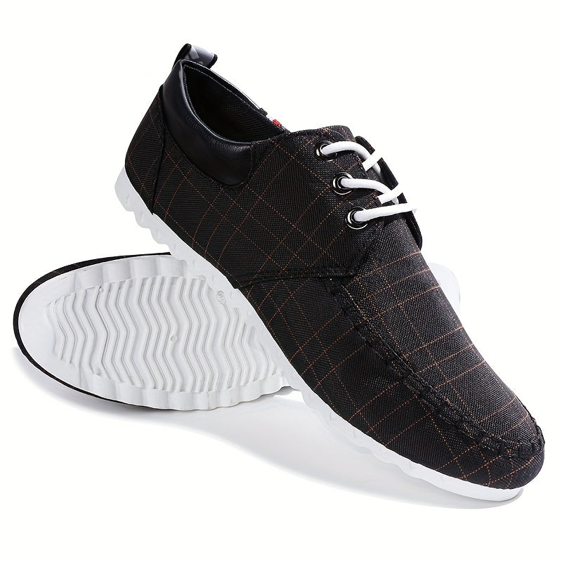Men's Plaid Loafer Shoes Breathable Lightweight Non slip Canvas Shoes