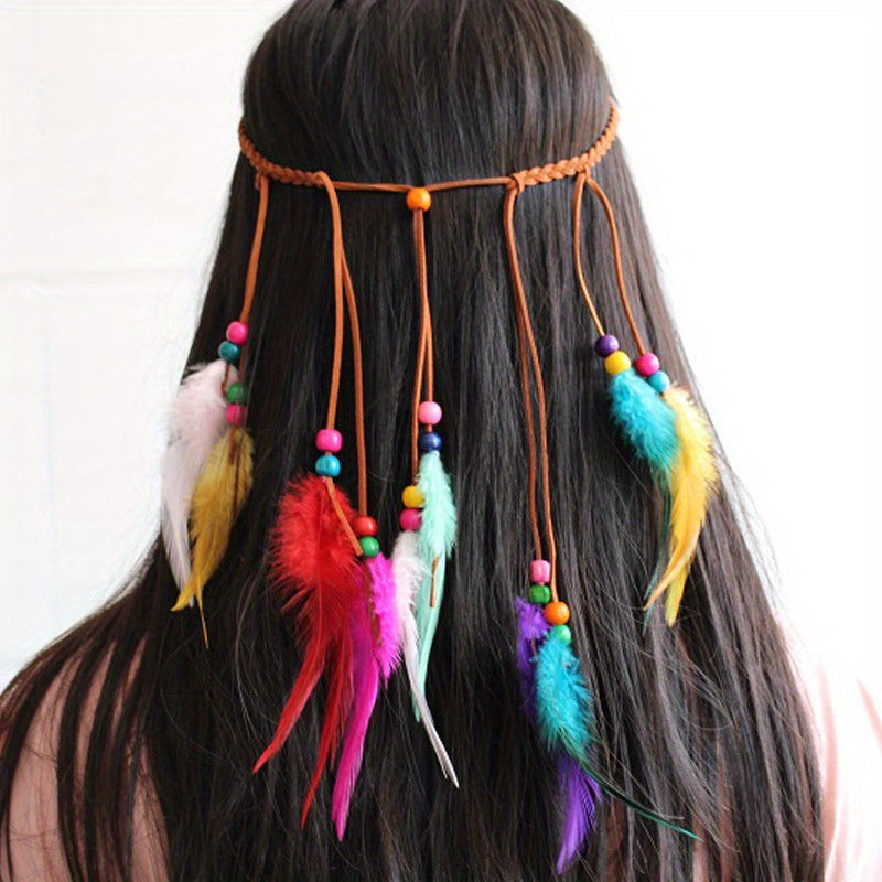 Bohemia Style Feather Hair Band Adjustable Headwear