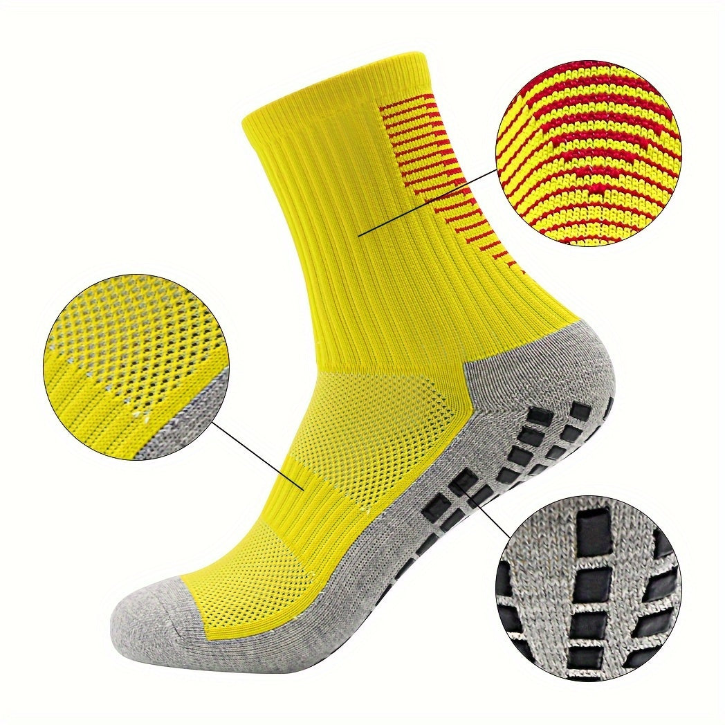 4 Pairs Non Slip Football Socks Striped Soccer Socks