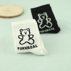 Men's Cartoon Bear Pattern Crew Socks - 2 Pairs