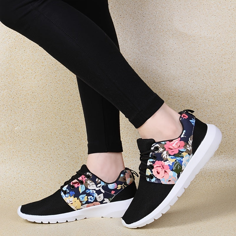 Floral Print Running Shoes Soft Sole Sneakers Comfortable Fashionable