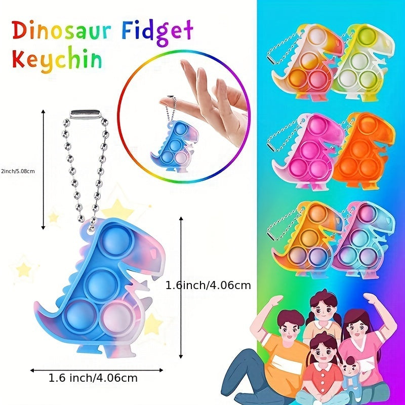 24 PCS Mini Dino Pop Fidget Toys Keychain Classroom Prizes Boys And Girls