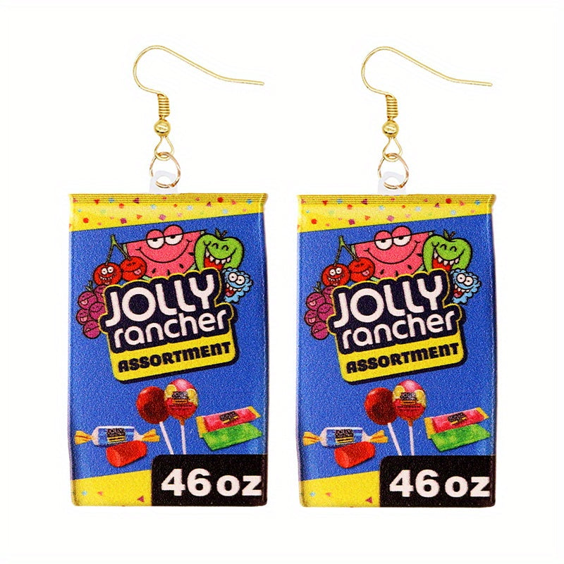 Funny Snack Bag Dangle Earrings Chip Candy Cookie Chocolate Bag Hip Hop Style