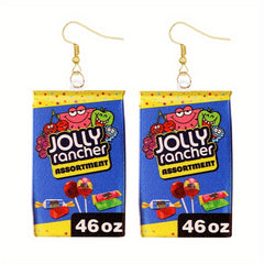 Funny Snack Bag Dangle Earrings Chip Candy Cookie Chocolate Bag Hip Hop Style