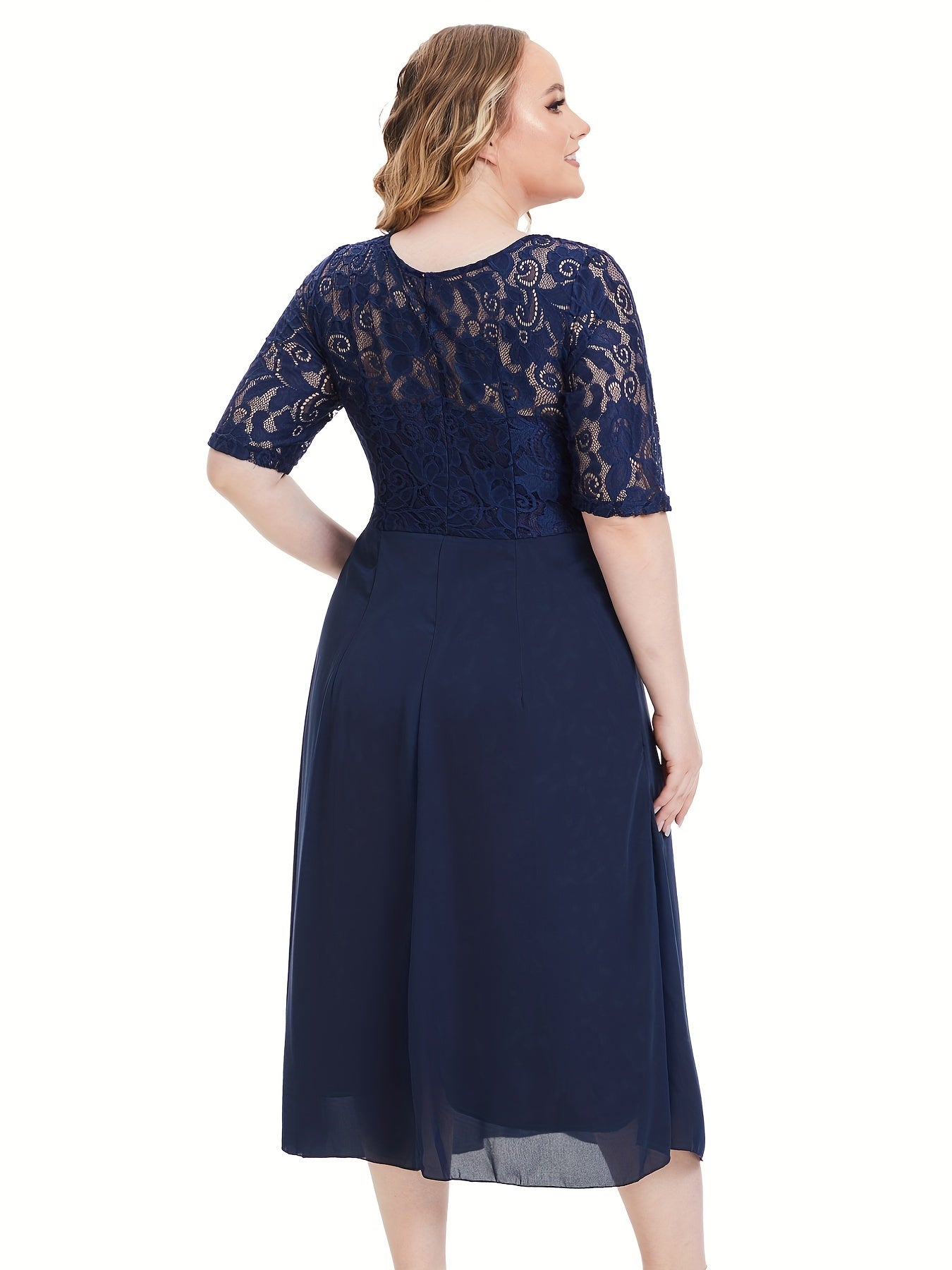  Women's Lace Sleeve Midi Dress