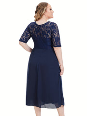  Women's Lace Sleeve Midi Dress