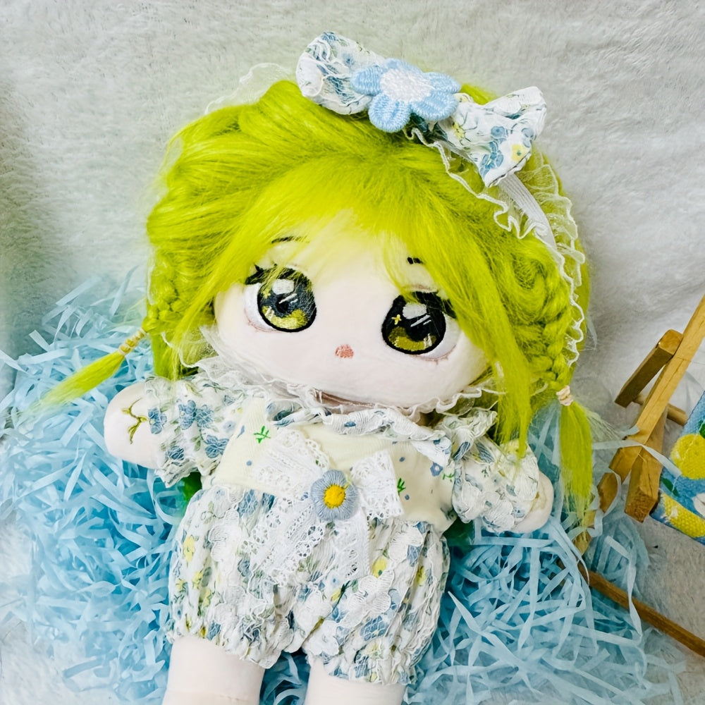 Doll Clothes Set Green Bow Tie Headwear Dress Collection Accessories