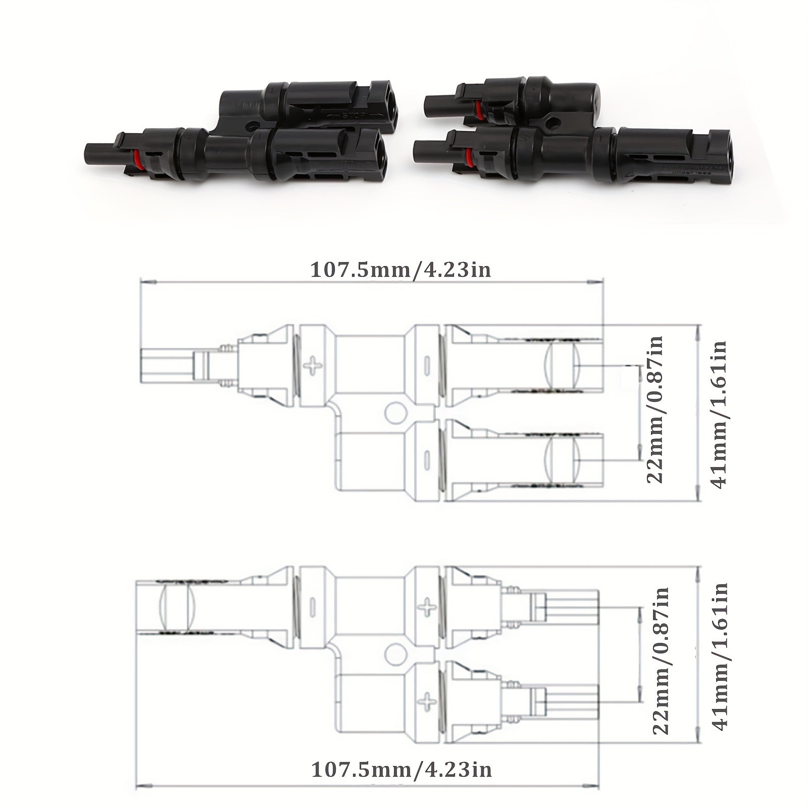 MC4 Solar Connectors T Branch Adapter Cable Plug Kit