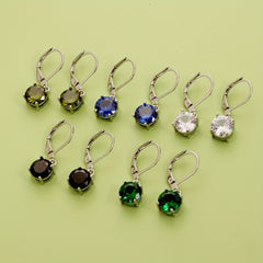 Zircon Drop Earrings - Bright & Vibrant Dangle Aretes, Leverback Hoop for Girls