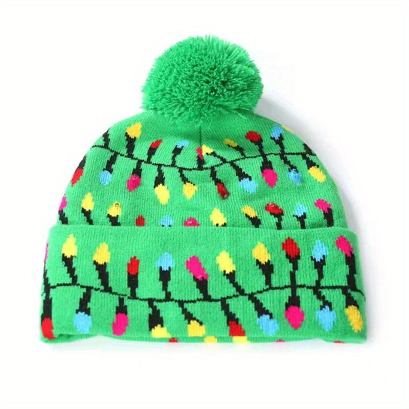 Christmas LED Knit Hat - Festive Holiday Light-up Beanie