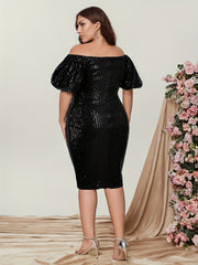  Off Shoulder Sequin Party Dress