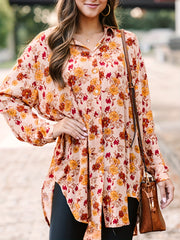  Floral Print Button Up Blouse