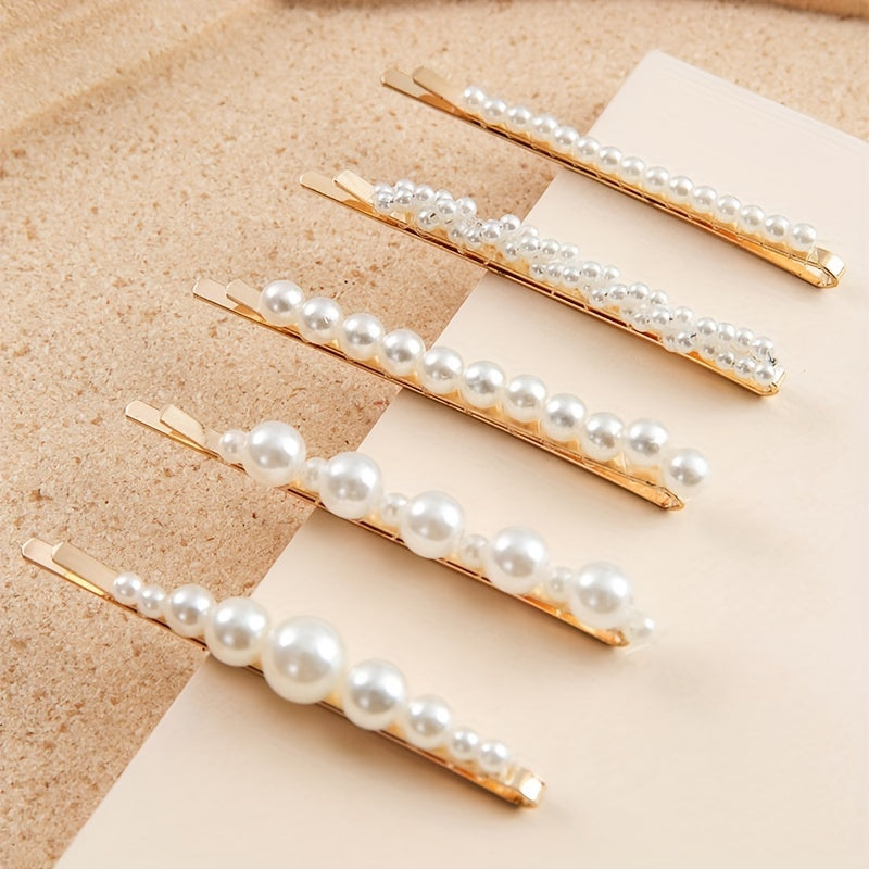 5pcs Faux Pearl Hairpin Hair Clip for Women Girls Wedding