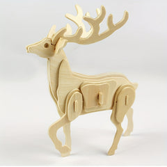 3D Animal Wooden Puzzle Educational Toy DIY Building Block Model
