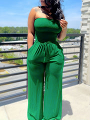 Shirred Drawstring Wide Leg Jumpsuit for Women