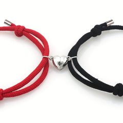 2pcs Love Heart Magnet Buckle Bracelets Couple Set Accessories
