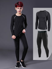 Boy's 2pcs Quick drying Training Suit Long Sleeve Top & Pants Set