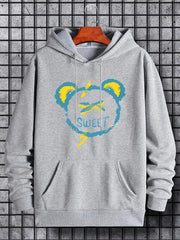 Cartoon Bear & Sweet Print Hoodie Hoodies For Men