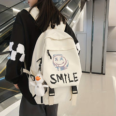 Graffiti Flap Laptop Backpack Buckle Decor Student Schoolbag