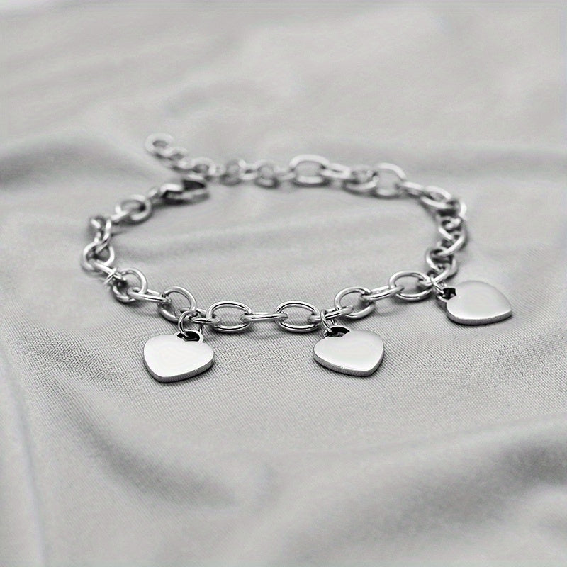 Personalized Heart Nameplate Bracelet Stainless Steel