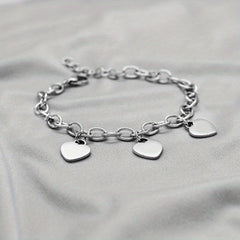 Personalized Heart Nameplate Bracelet Stainless Steel